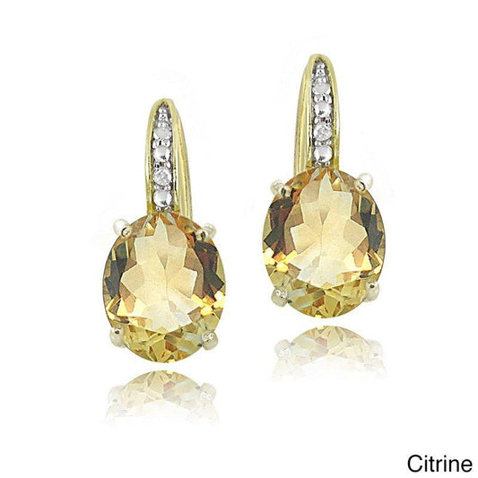 1.50 Ct Oval Cut Yellow with Pave crystals Stud Earringin 18K Gold Plated Elsy Style Earring