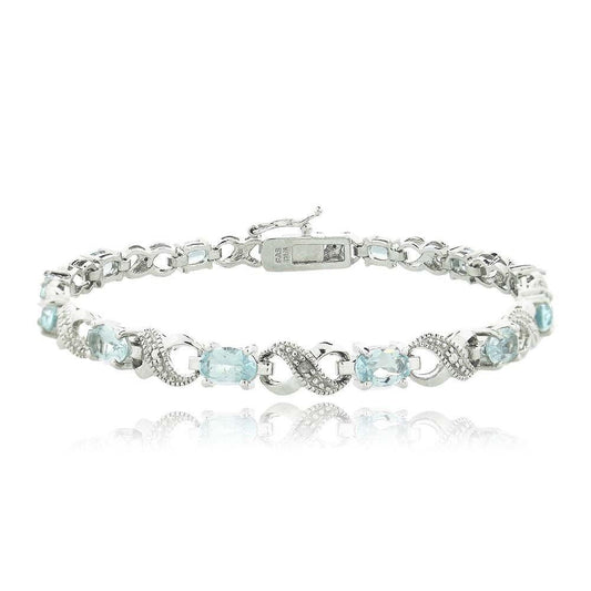 10.00 CT Genuine Blue Topaz Infinity Bracelet Embellished with  Crystals in 18K White Gold Plated Elsy Style Bracelet