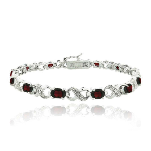 10.00 CT Genuine Ruby Infinity Bracelet Embellished with  Crystals in 18K White Gold Plated Elsy Style Bracelet