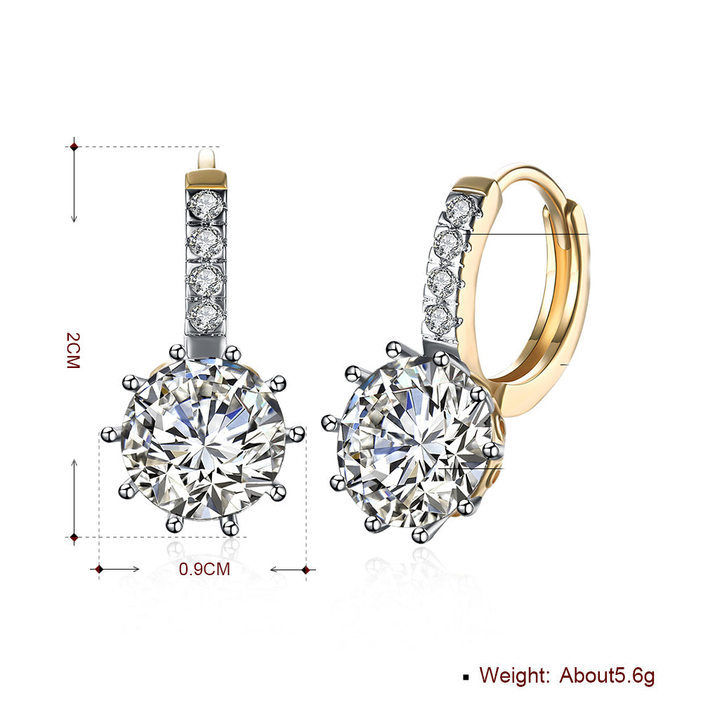 10 Prong Brilliant Round Cut Huggie Earring in 18K Gold Plated with  Crystals Elsy Style Earring