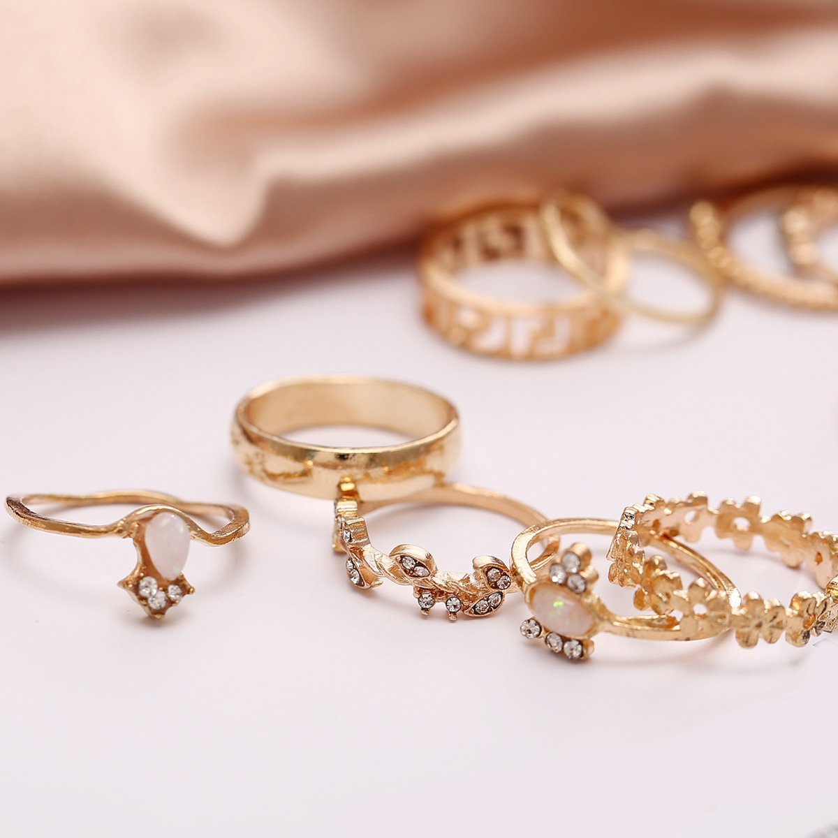 15 Piece Assorted Ring Set With Austrian Crystals 18K Gold Plated Ring in 18K Gold Plated ITALY Design Elsy Style Ring