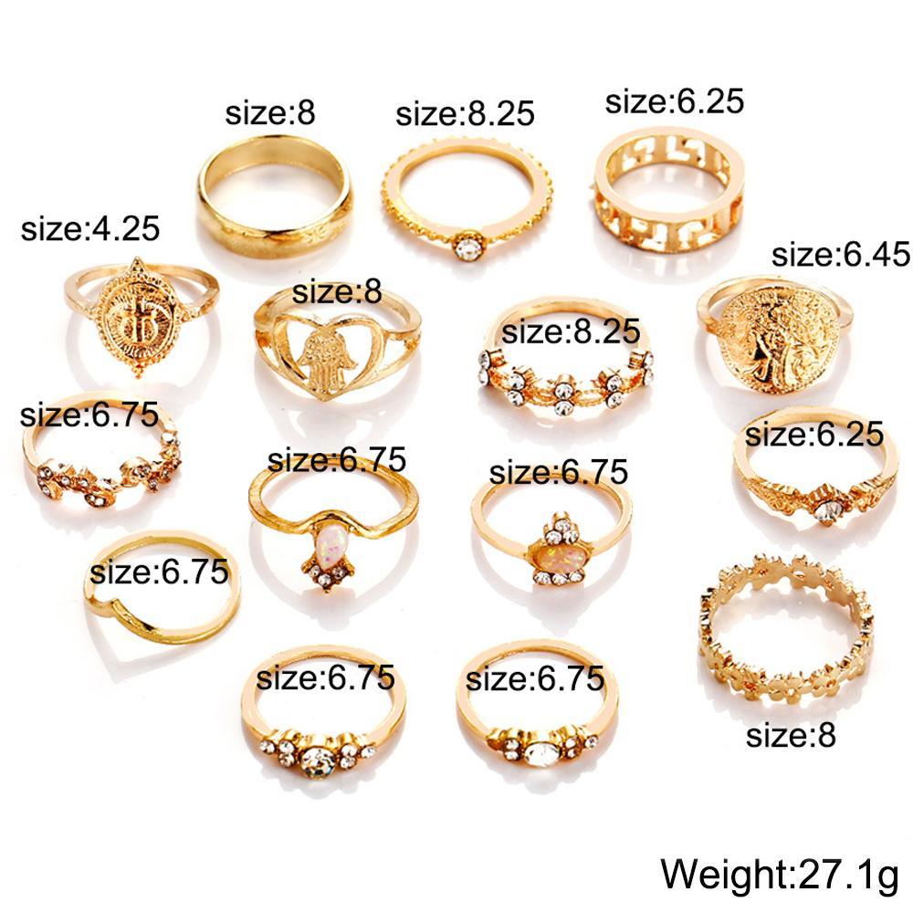 15 Piece Assorted Ring Set With Austrian Crystals 18K Gold Plated Ring in 18K Gold Plated ITALY Design Elsy Style Ring