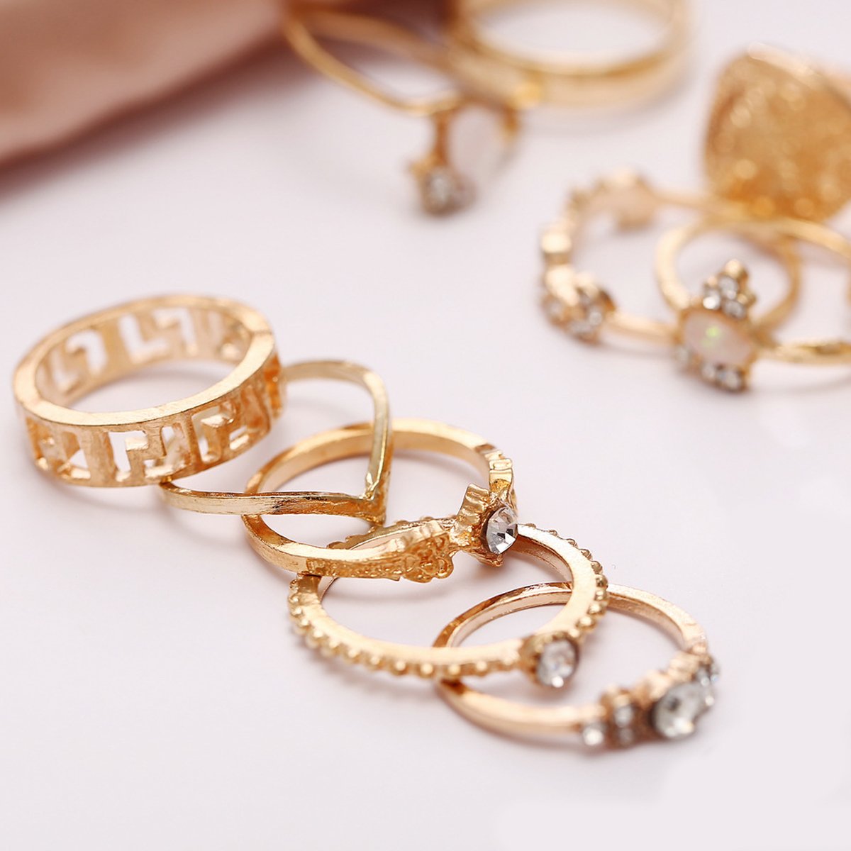 15 Piece Assorted Ring Set With Austrian Crystals 18K Gold Plated Ring in 18K Gold Plated ITALY Design Elsy Style Ring