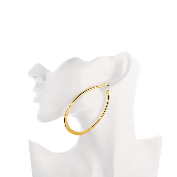 18K Gold Plated Large Flat Hoop Earring 68mm (available in 3 colors) ITALY Design Elsy Style Earring