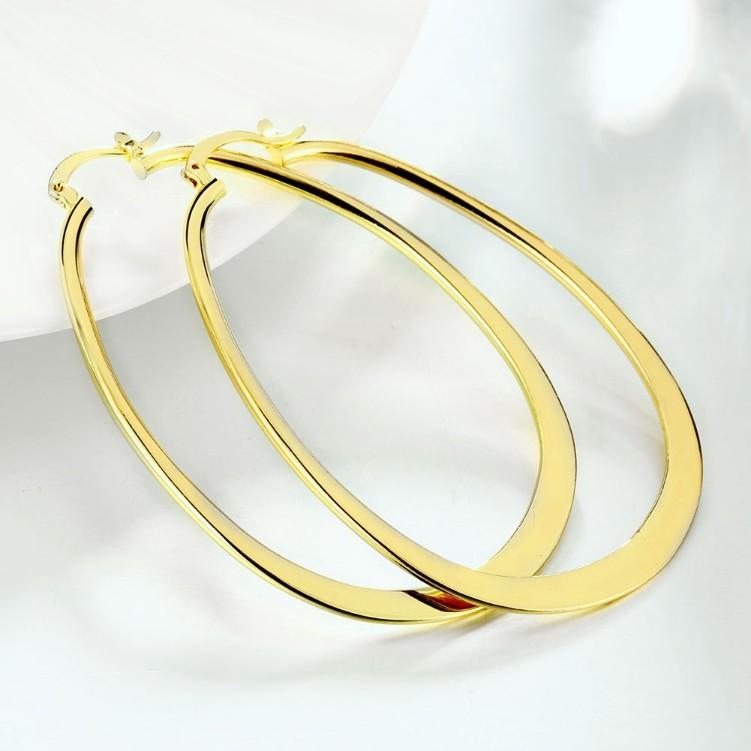 18K Gold Plated Large Flat Hoop Earring 68mm (available in 3 colors) ITALY Design Elsy Style Earring