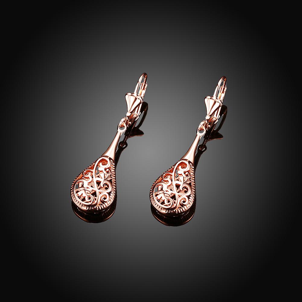 18K Rose-Gold Plated Bohemian Laser Cut Drop Earrings ITALY Design Elsy Style Earring