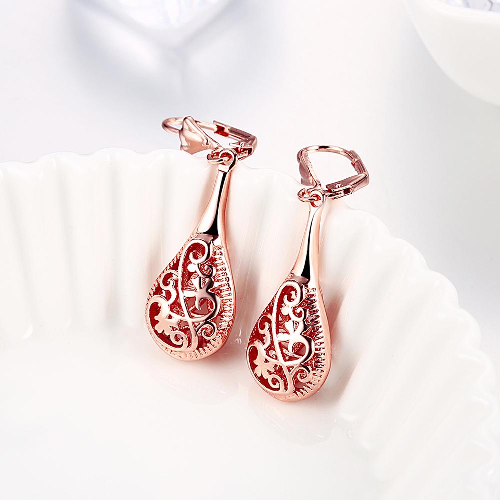 18K Rose-Gold Plated Bohemian Laser Cut Drop Earrings ITALY Design Elsy Style Earring