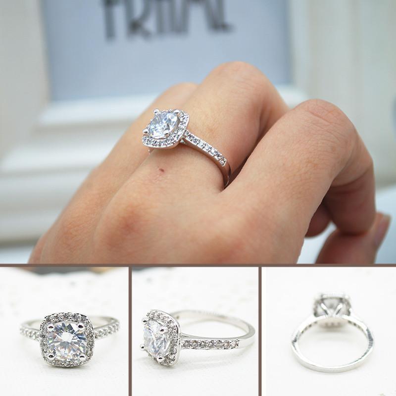 2.00CT Cushion-Cut Queen White  Elements Ring Elsy Style Rings