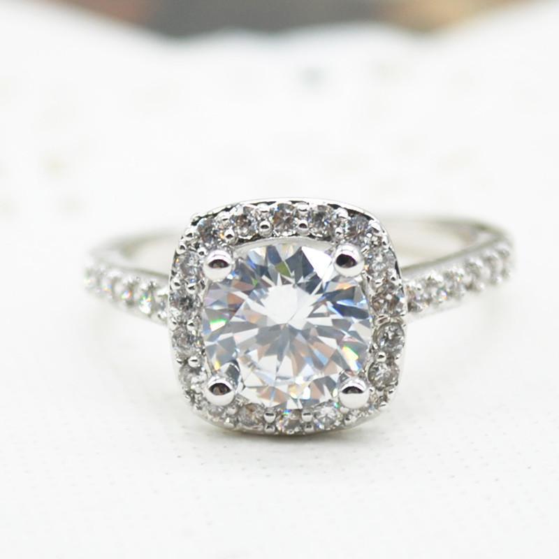 2.00CT Cushion-Cut Queen White  Elements Ring Elsy Style Rings