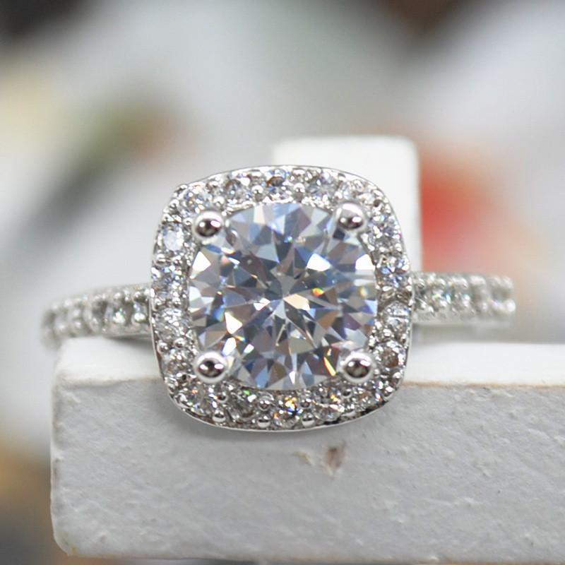 2.00CT Cushion-Cut Queen White  Elements Ring Elsy Style Rings