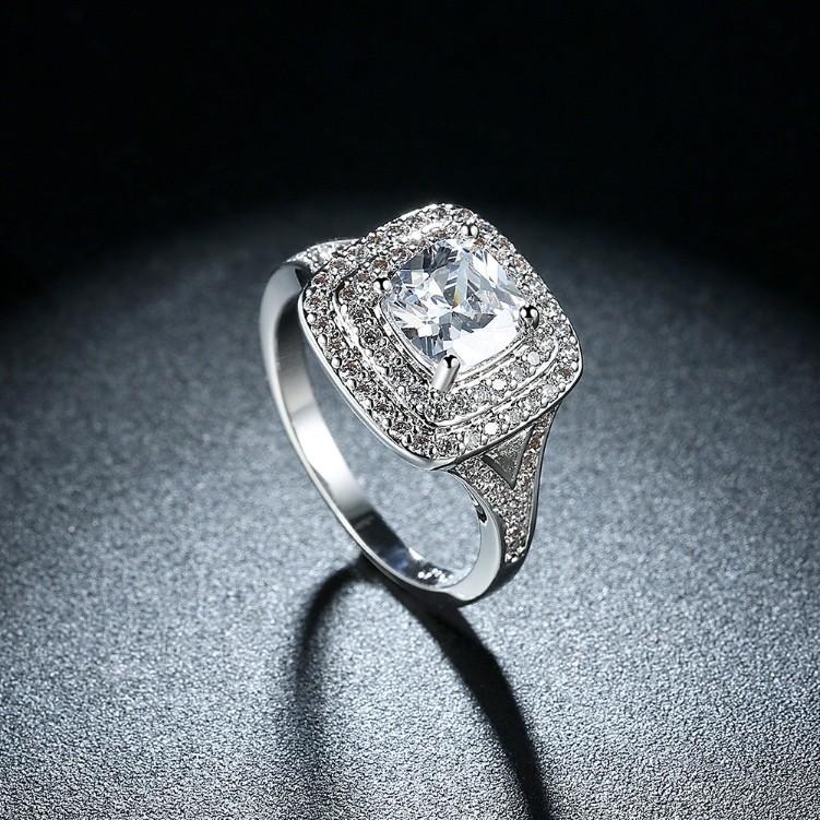 2.50 ct Cushion Double Halo Square Engagement Ring Elsy Style Rings