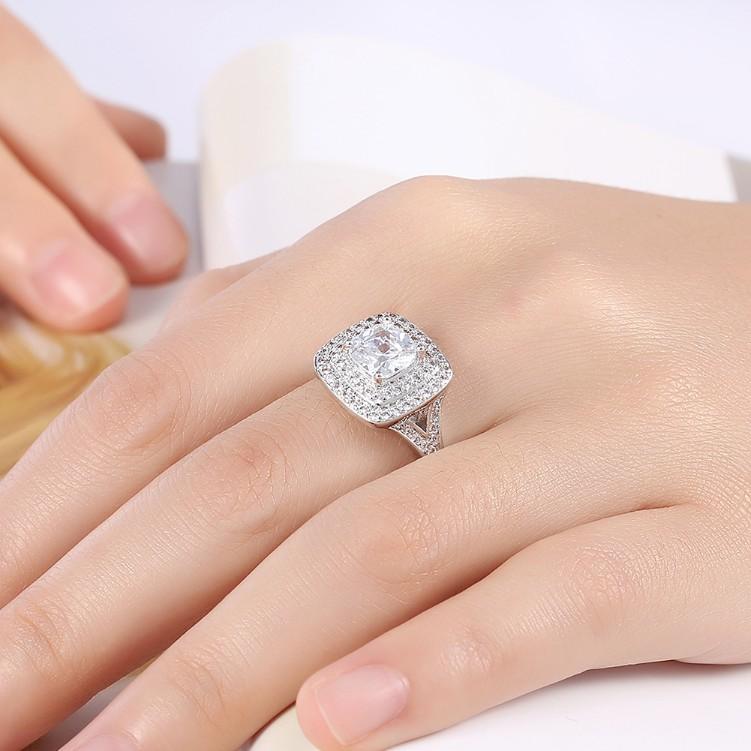 2.50 ct Cushion Double Halo Square Engagement Ring Elsy Style Rings