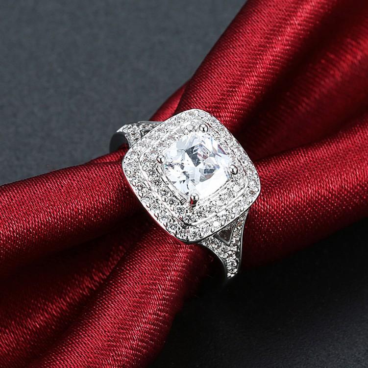 2.50 ct Cushion Double Halo Square Engagement Ring Elsy Style Rings