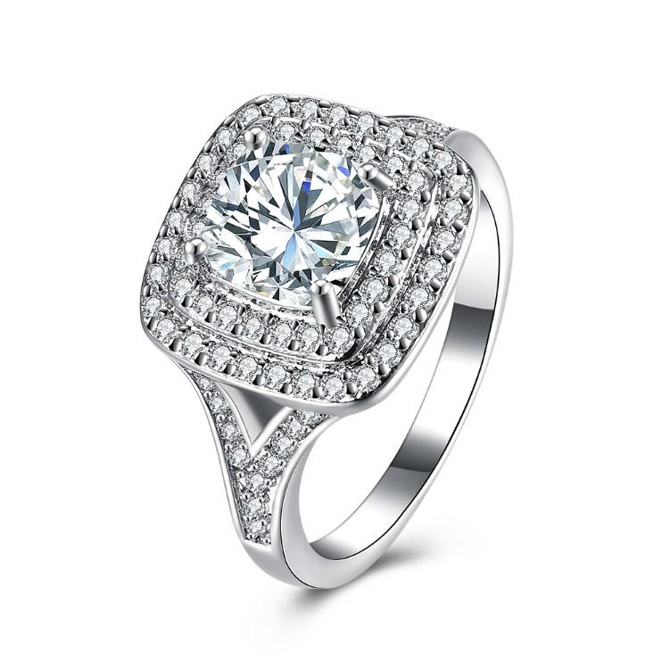 2.50 ct Cushion Double Halo Square Engagement Ring Elsy Style Rings