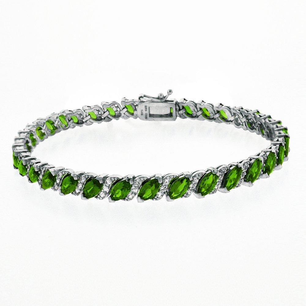 20.00 CT Genuine Emerald Vine Bracelet Embellished with  Crystals in 18K White Gold Plated Elsy Style Bracelet