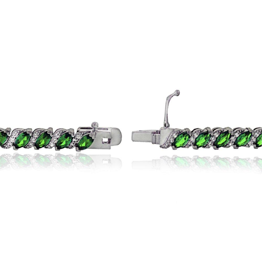 20.00 CT Genuine Emerald Vine Bracelet Embellished with  Crystals in 18K White Gold Plated Elsy Style Bracelet