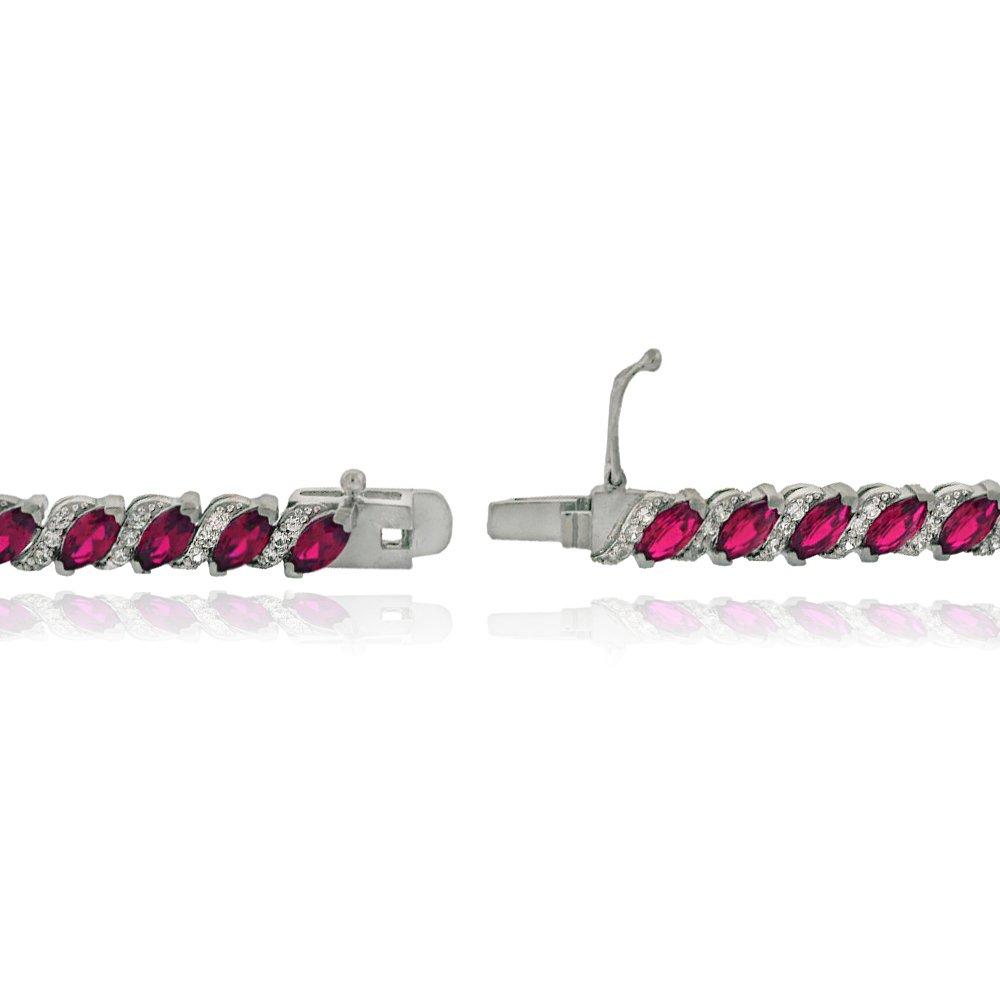 20.00 CT Genuine Pink Topaz Vine Bracelet Embellished with  Crystals in 18K White Gold Plated Elsy Style Bracelet