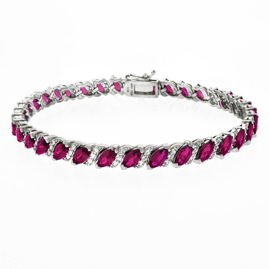 20.00 CT Genuine Pink Topaz Vine Bracelet Embellished with  Crystals in 18K White Gold Plated Elsy Style Bracelet