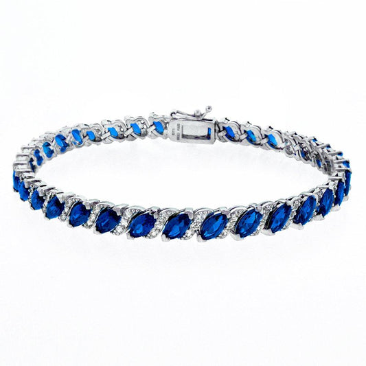 20.00 CT Genuine Sapphire Vine Bracelet Embellished with  Crystals in 18K White Gold Plated Elsy Style Bracelet