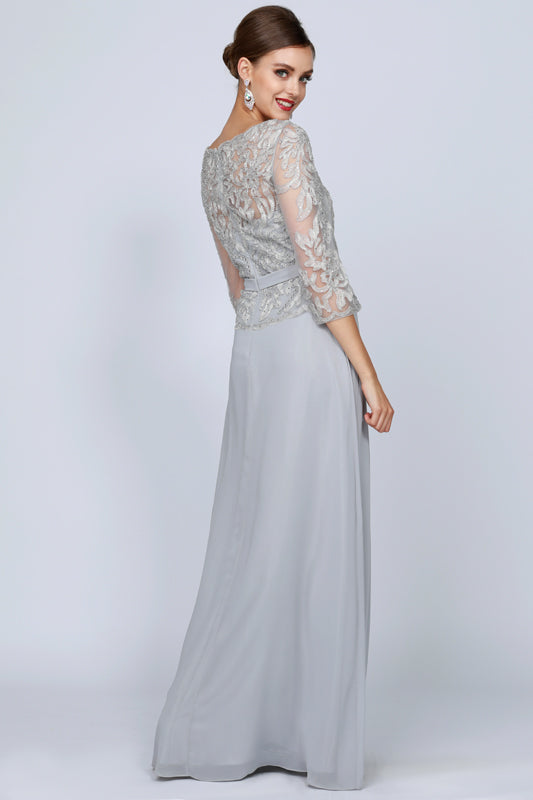 3/4 Sleeves Front Beading Embroidered Bodice Long Mother Of The Bride Dress JT634 Elsy Style Mother of the Bride Dress