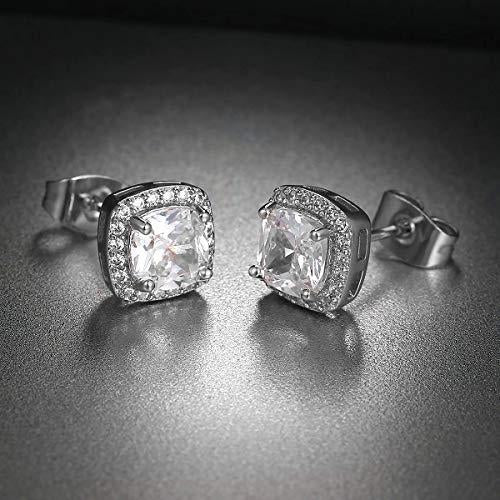 3.50 CTTW Cushion Cut Cubic Zirconia Sterling Silver Studs ITALY Design Elsy Style Earring