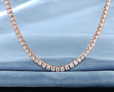 3mm Tennis Necklace with  Crystals in 18K Rose Gold Plated Elsy Style Necklace