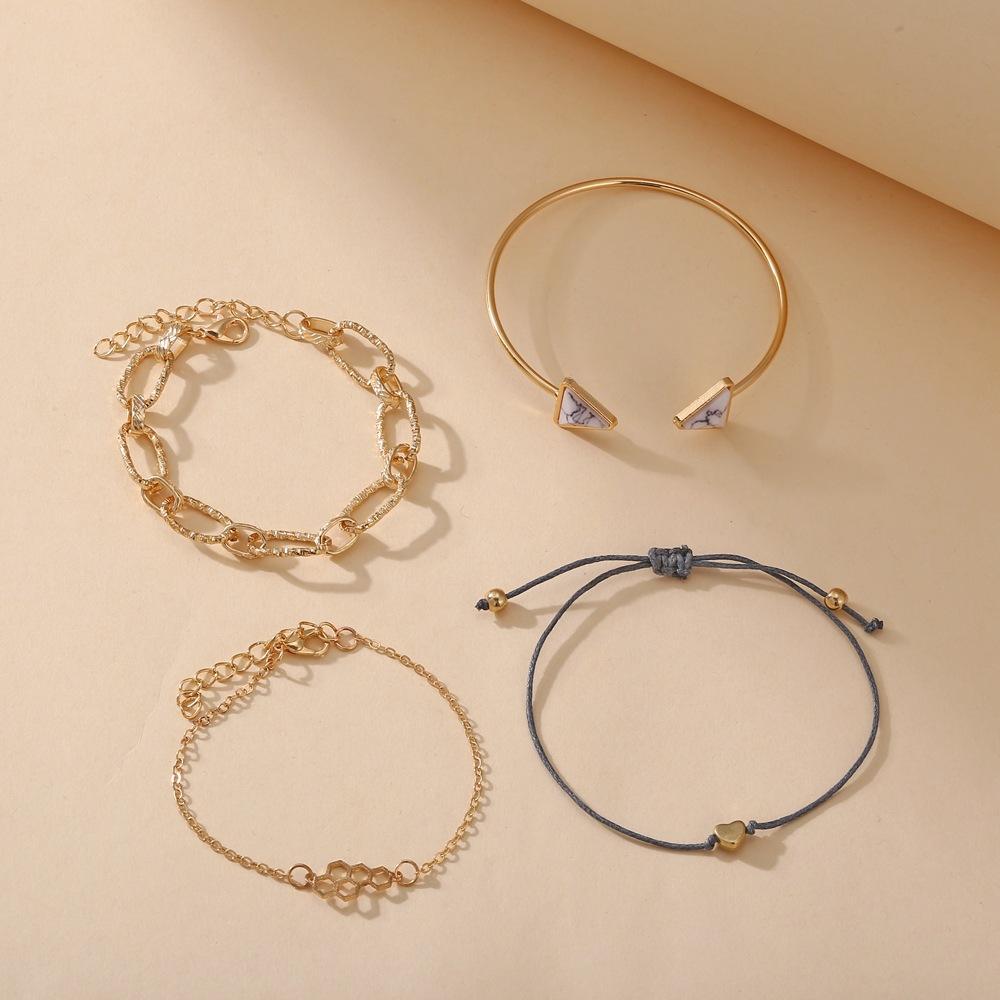 4 Piece Chain Bracelet Set 18K Gold Plated Bracelet ITALY Design Elsy Style Bracelet