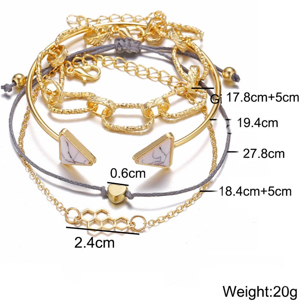 4 Piece Chain Bracelet Set 18K Gold Plated Bracelet ITALY Design Elsy Style Bracelet