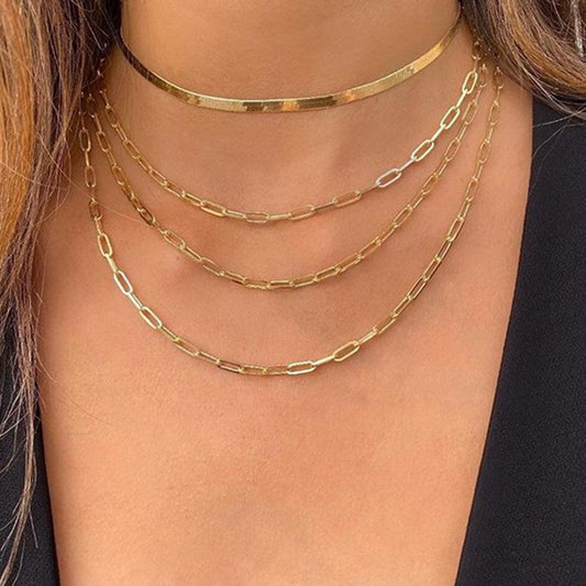 4 Piece Chain Link Set Necklace 18K Gold Plated Necklace ITALY Design Elsy Style Necklace