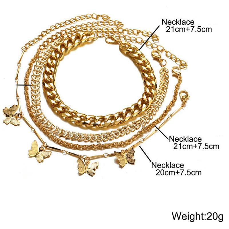 4 Piece Chain and Butterfly Bracelet Set 18K Gold Plated Bracelet ITALY Design Elsy Style Bracelet