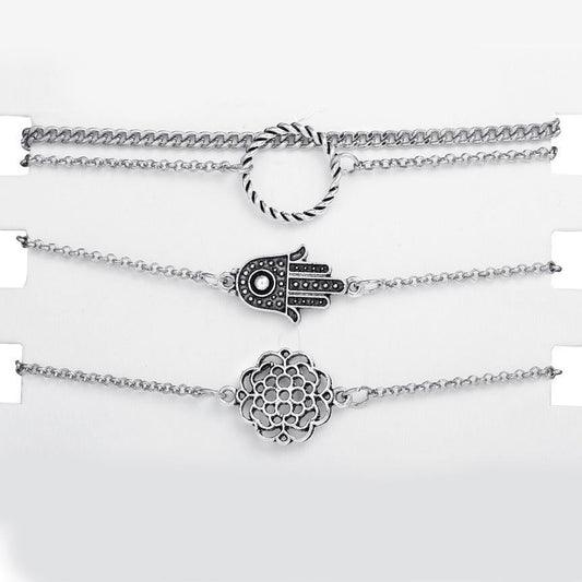 4 Piece Hamsa Set 18K White Gold Plated Bracelet in 18K White Gold Plated ITALY Design Elsy Style Bracelet