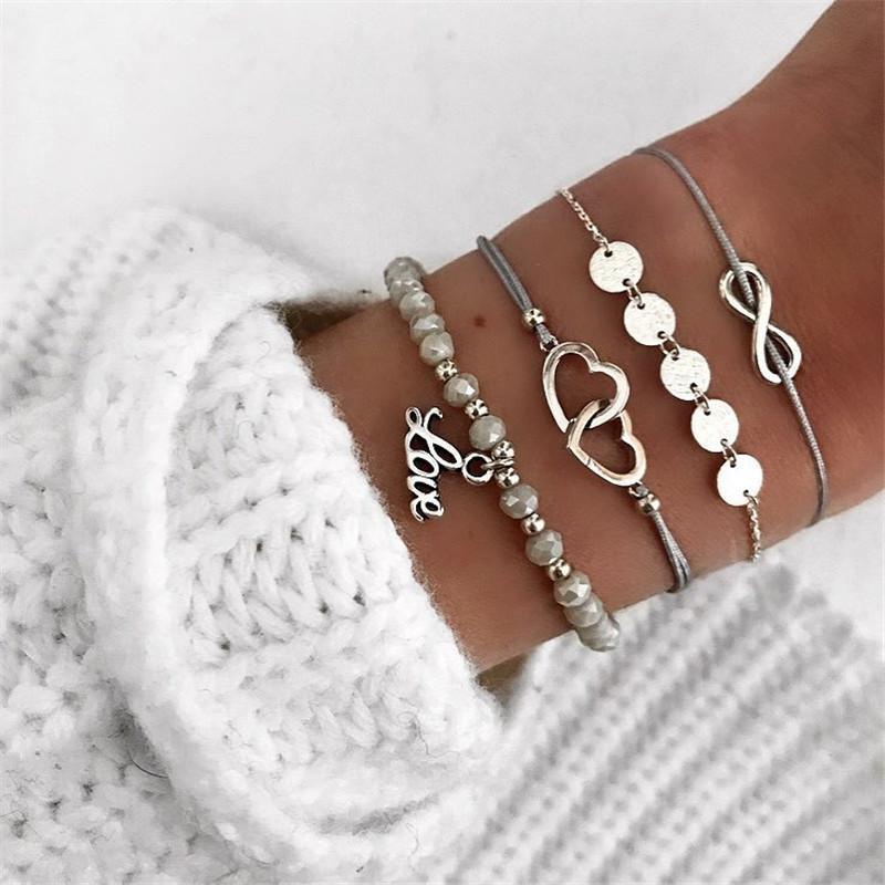 4 Piece Infinity Love Bracelet Set 18K White Gold Plated Bracelet ITALY Design Elsy Style Bracelet