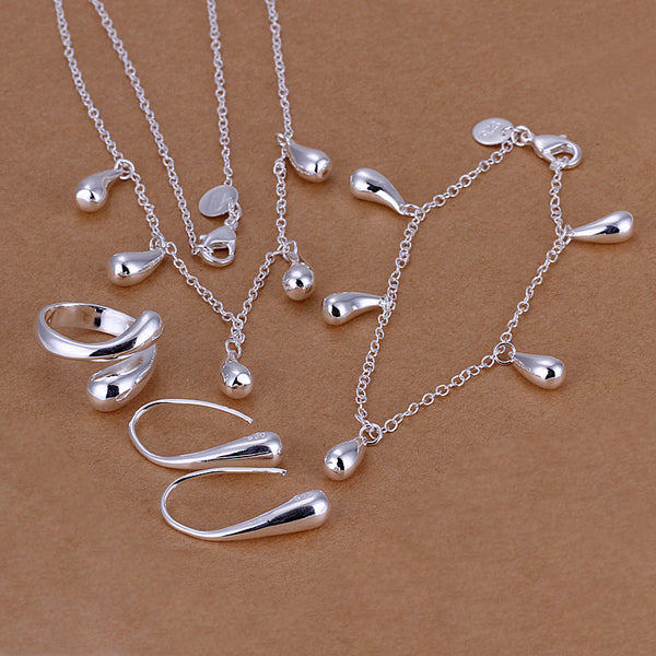 4 Piece Waterdrop Jewelry 18K White Gold Plated Set in 18K White Gold Plated Elsy Style Set