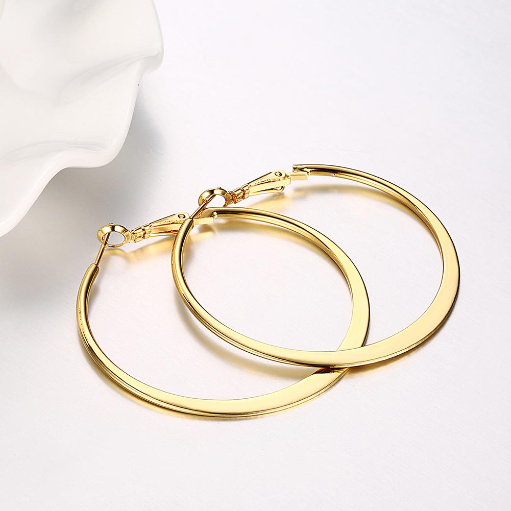 42mm Flat Hoop Earring in 18K Gold Plated Elsy Style Earring