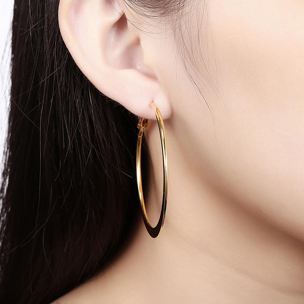 42mm Flat Hoop Earring in 18K Gold Plated Elsy Style Earring