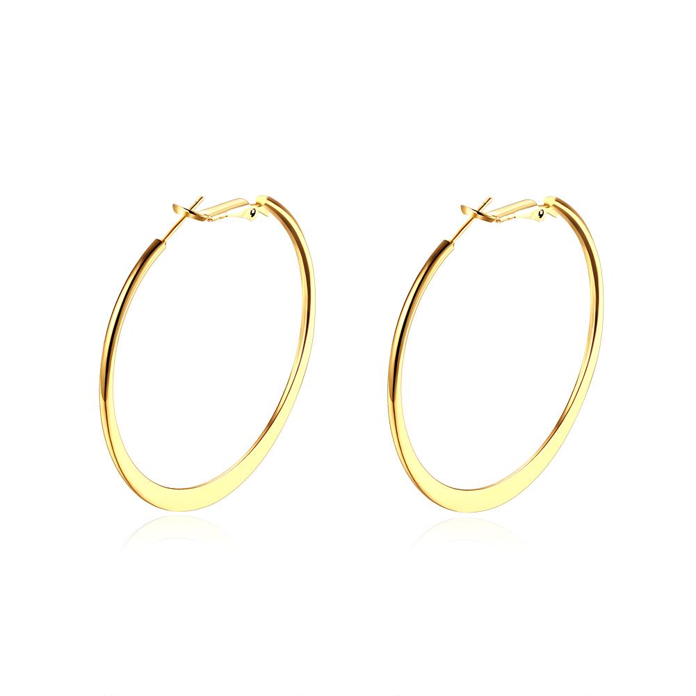 42mm Flat Hoop Earring in 18K Gold Plated Elsy Style Earring