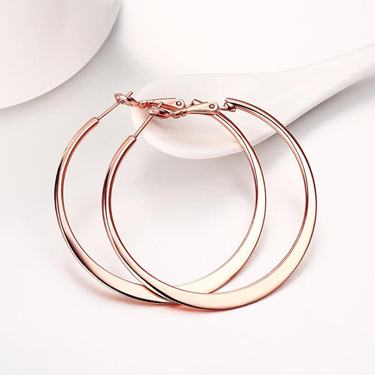 42mm Flat Hoop Earring in 18K Rose Gold Plated Elsy Style Earring