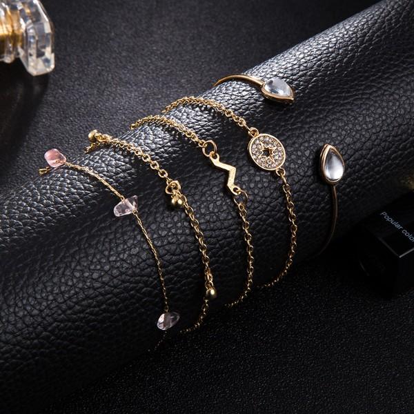 5 Piece Pink Crystal Celestial Bracelet Set ITALY Design Elsy Style Bracelet