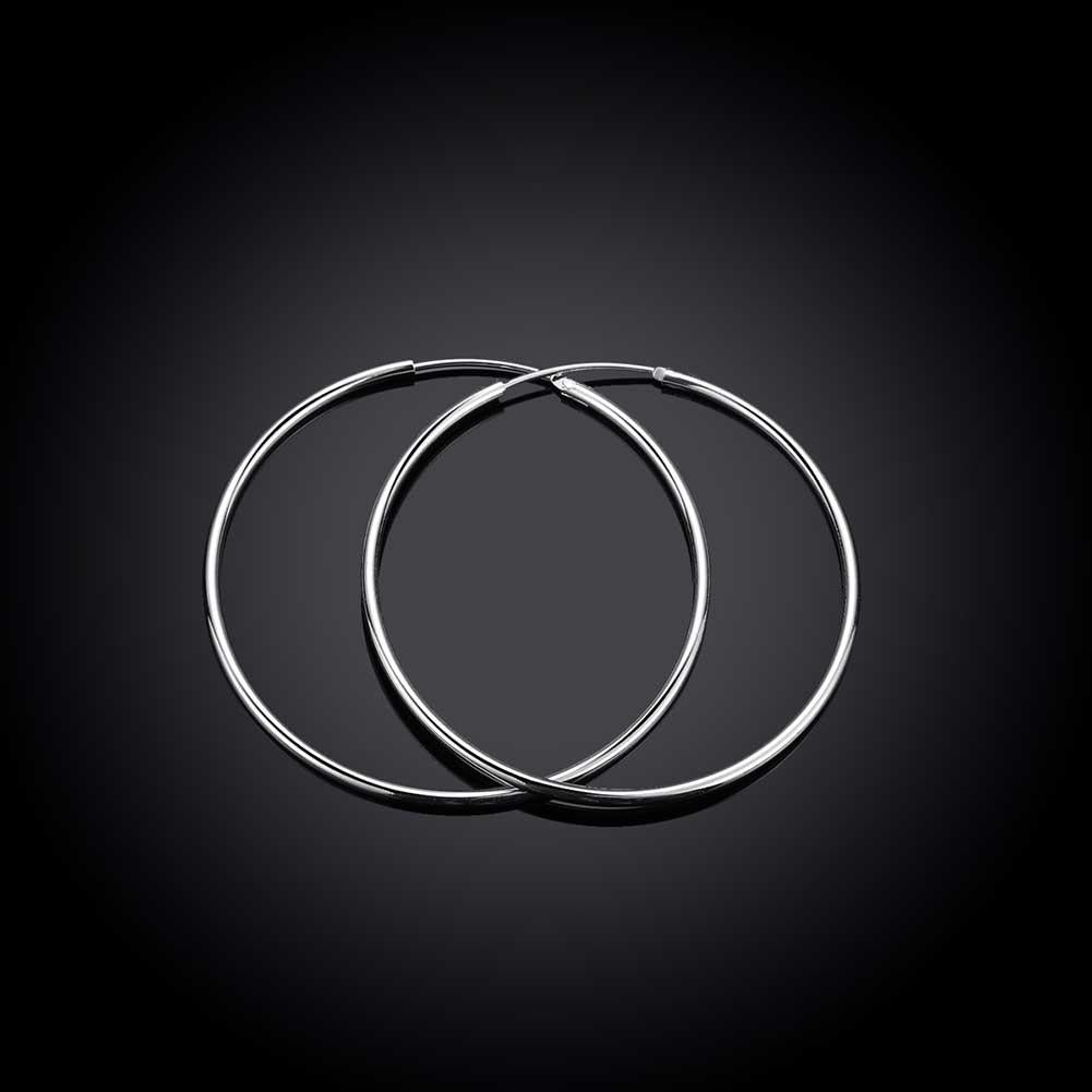 50mm Smooth Hoop Earring in 18K White Gold Plated Elsy Style Earring