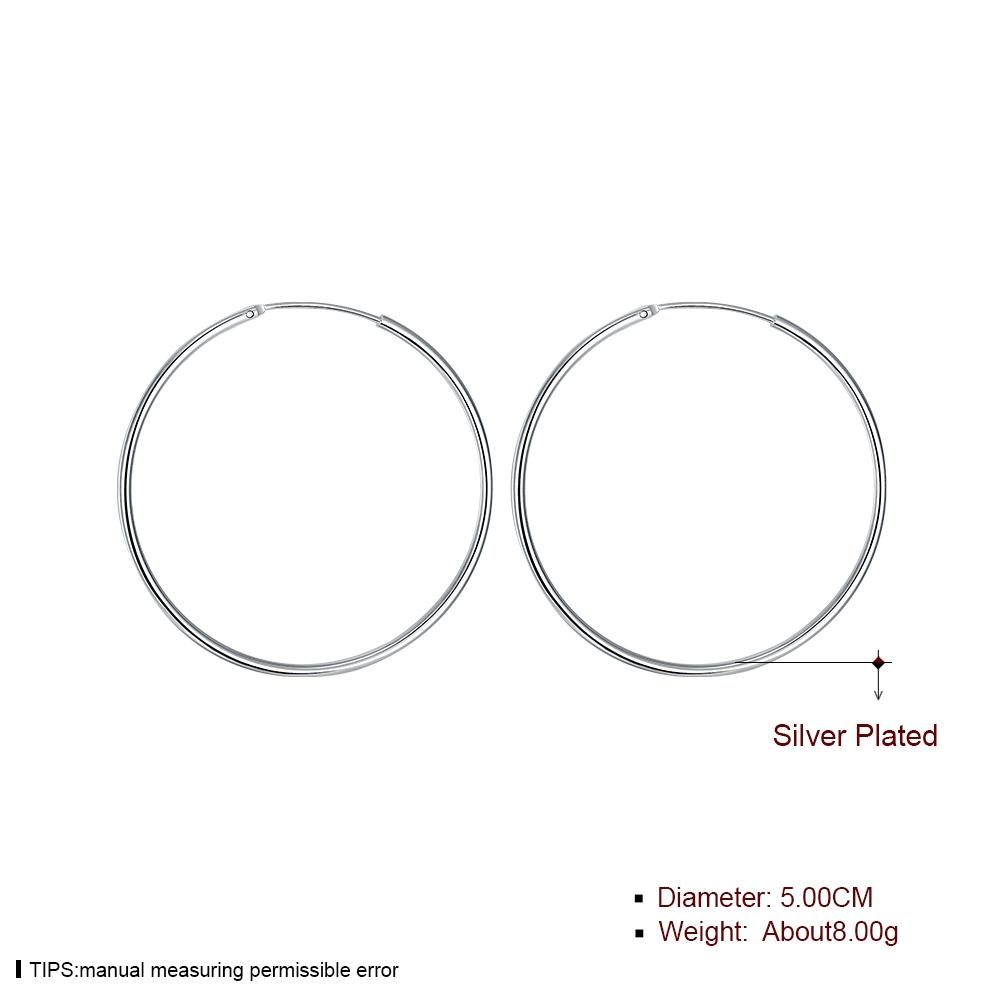 50mm Smooth Hoop Earring in 18K White Gold Plated Elsy Style Earring