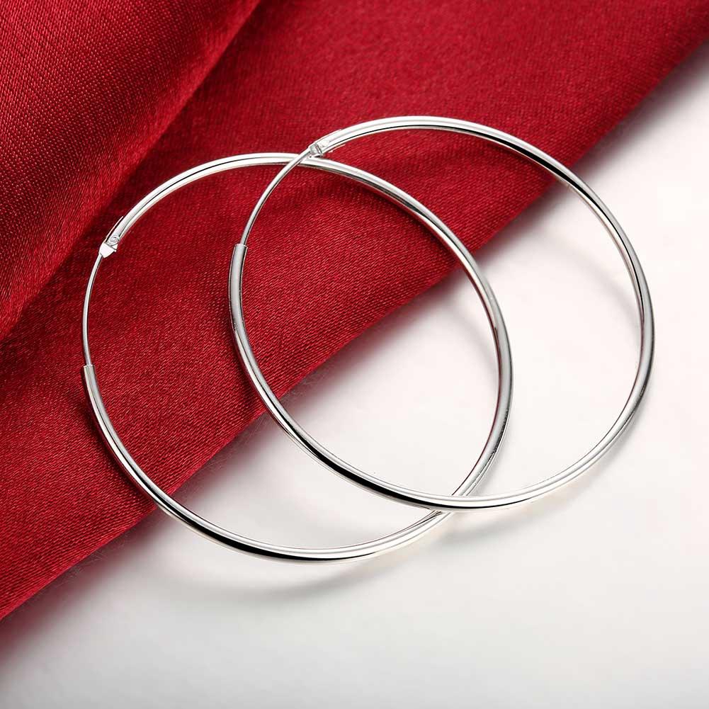 50mm Smooth Hoop Earring in 18K White Gold Plated Elsy Style Earring