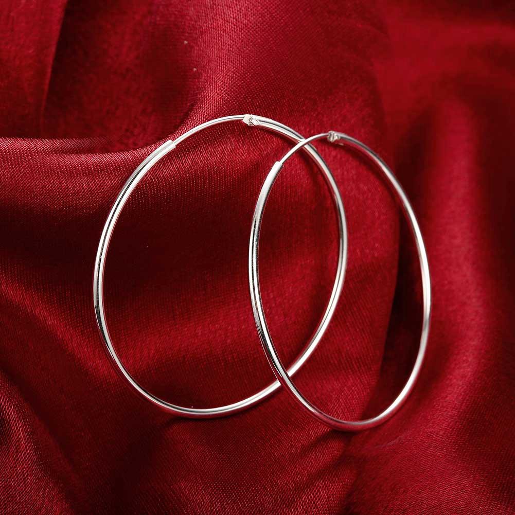 50mm Smooth Hoop Earring in 18K White Gold Plated Elsy Style Earring