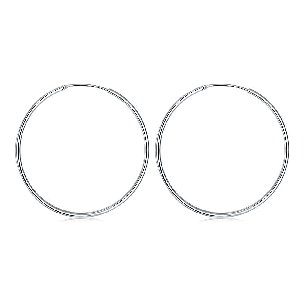 50mm Smooth Hoop Earring in 18K White Gold Plated Elsy Style Earring