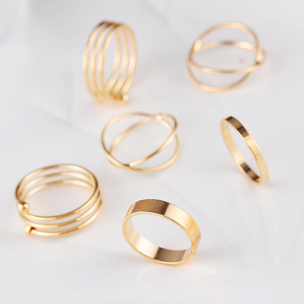 6 Piece Geometric Ring Set 18K Gold Plated Ring in 18K Gold Plated ITALY Design Elsy Style Ring