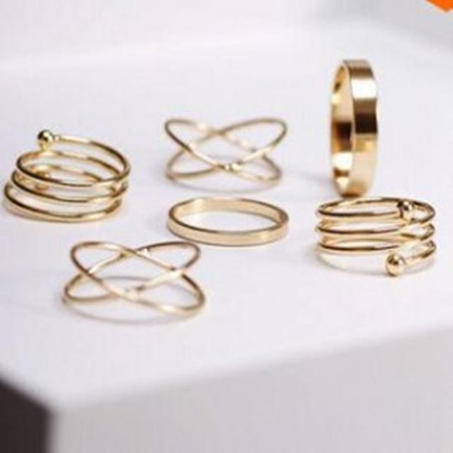 6 Piece Geometric Ring Set 18K Gold Plated Ring in 18K Gold Plated ITALY Design Elsy Style Ring