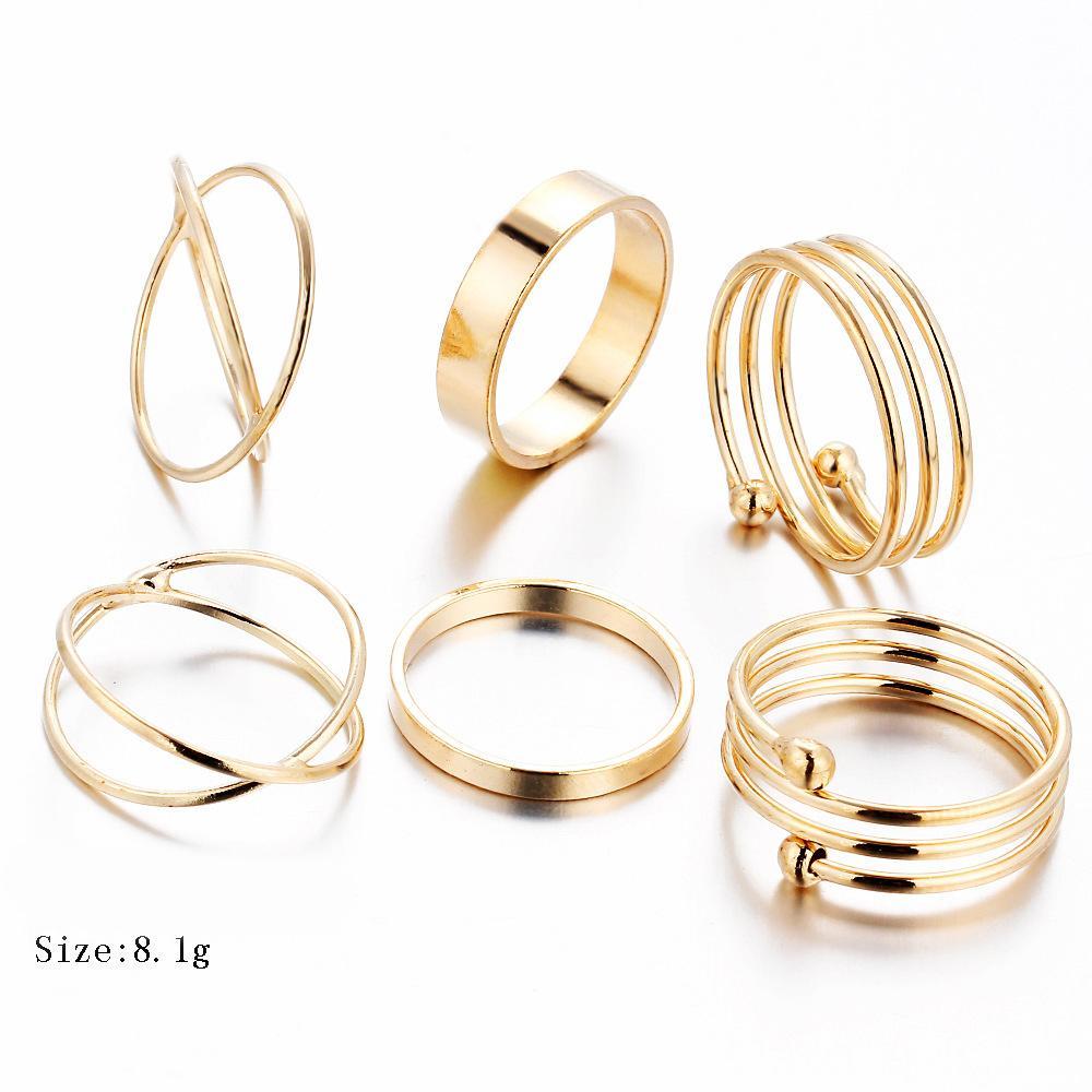 6 Piece Geometric Ring Set 18K Gold Plated Ring in 18K Gold Plated ITALY Design Elsy Style Ring