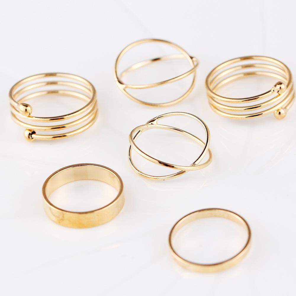 6 Piece Geometric Ring Set 18K Gold Plated Ring in 18K Gold Plated ITALY Design Elsy Style Ring