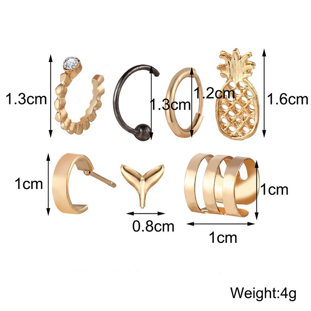 7 Piece Earring Set 18K Gold Plated Earring in 18K Gold Plated ITALY Design Elsy Style Earring