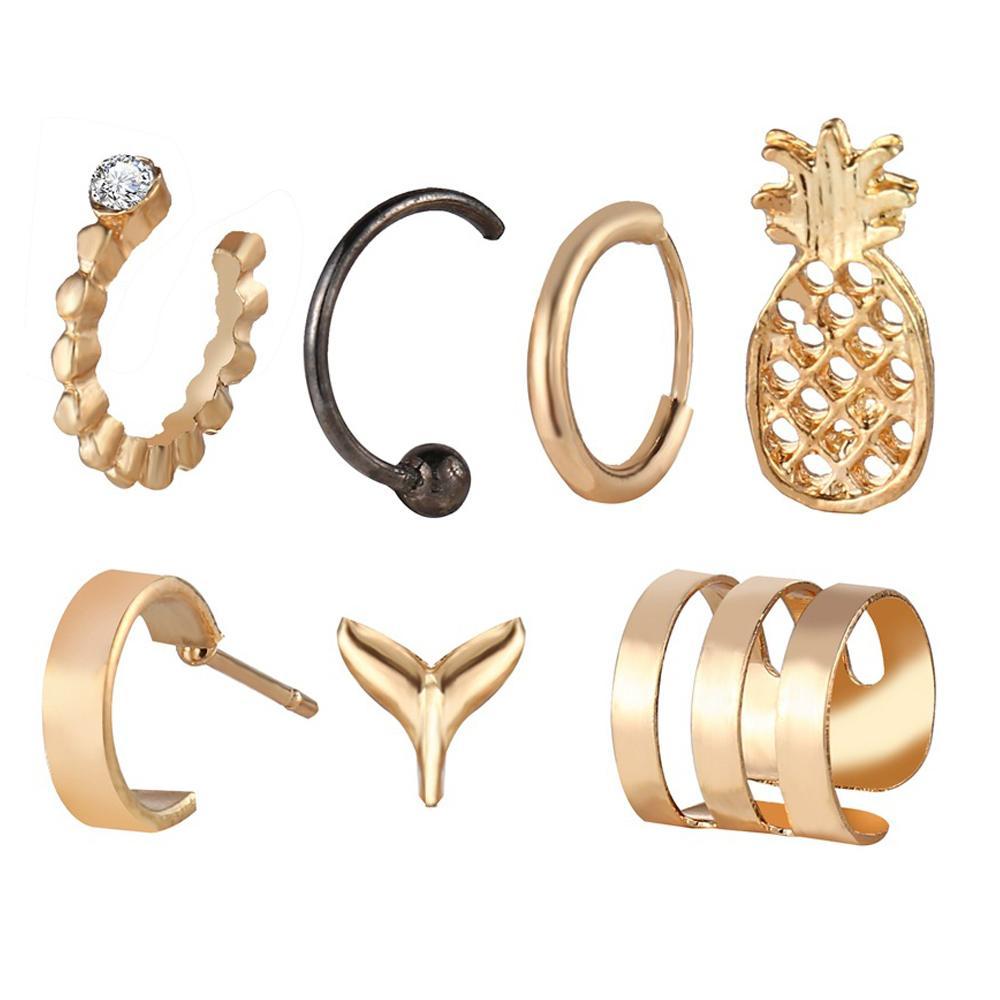 7 Piece Earring Set 18K Gold Plated Earring in 18K Gold Plated ITALY Design Elsy Style Earring