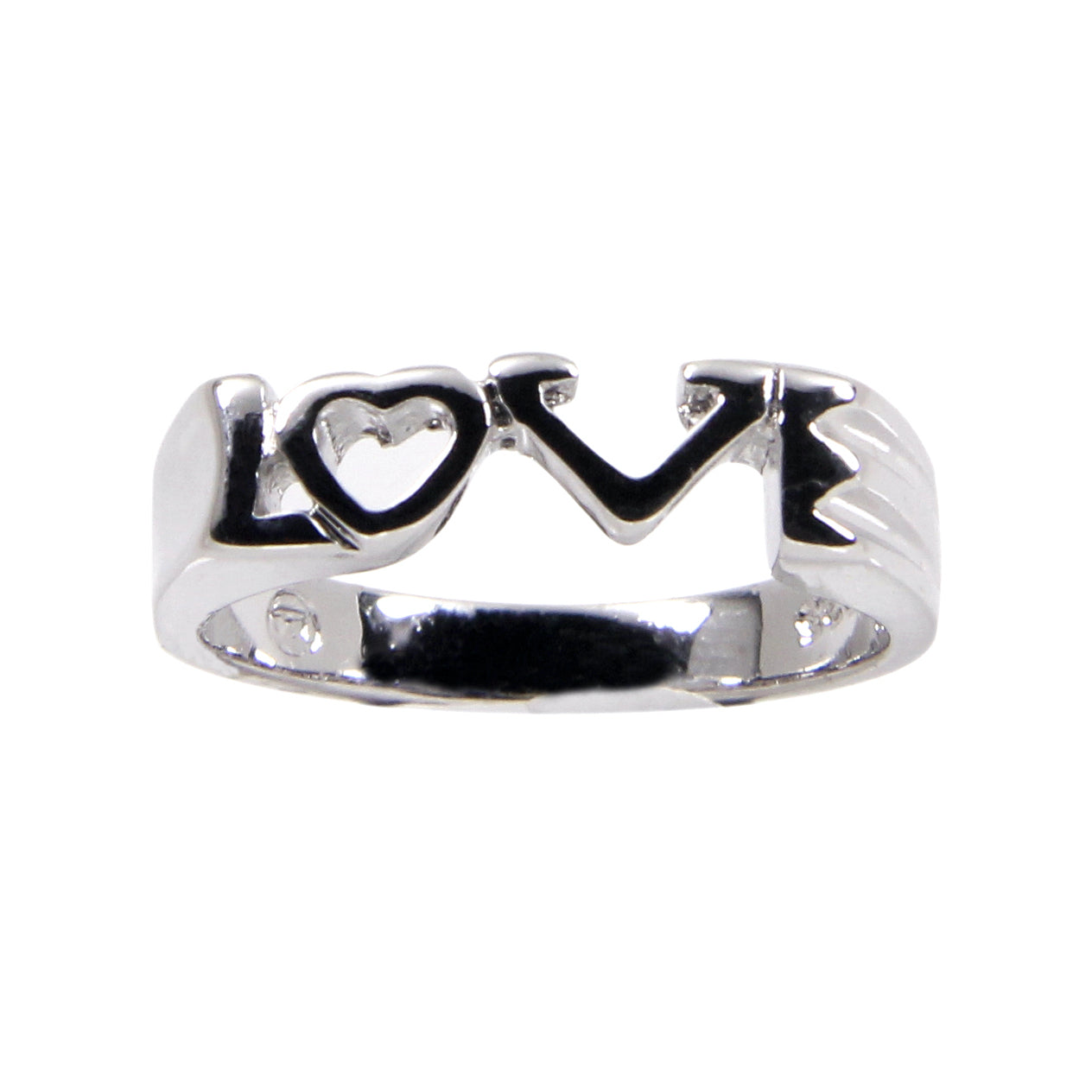 Adorable 3 mm Sterling Silver Connected Love Word Ring Elsy Style Ring